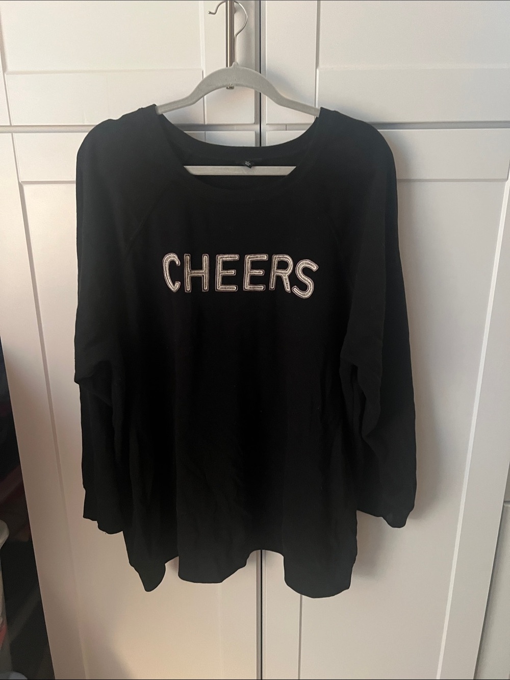 torrid Black Long Sleeve Sweatshirt with 'CHEERS' Embroidered Lettering